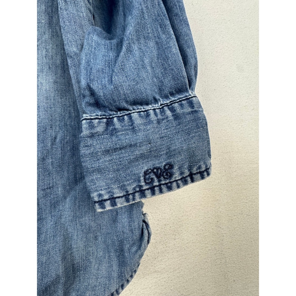 Current Elliott Denim Shirt Womens Blue Lt Wash Button Down Western Distressed - Picture 7 of 12